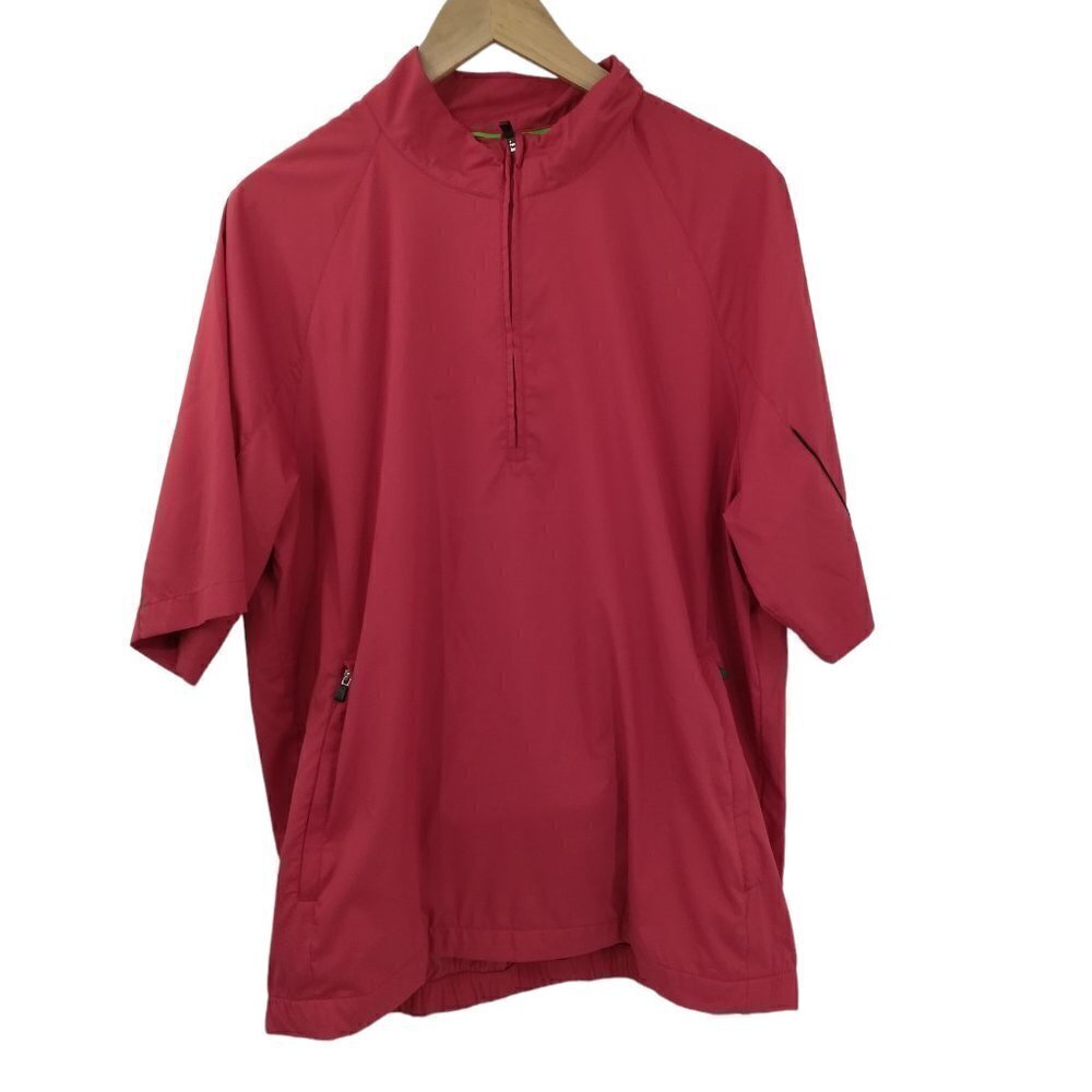 Adidas ClimaProof Short Sleeve Pullover Windbreaker Shirt Jacket Size L Red